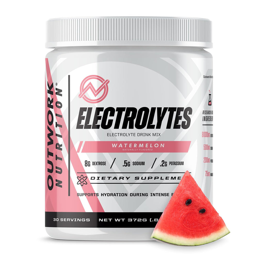 Outwork Nutrition Electrolytes Powder watermelon tub for steady hydration during workouts