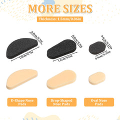 Oval-shaped nose pads sized 0.9 x 0.6 cm