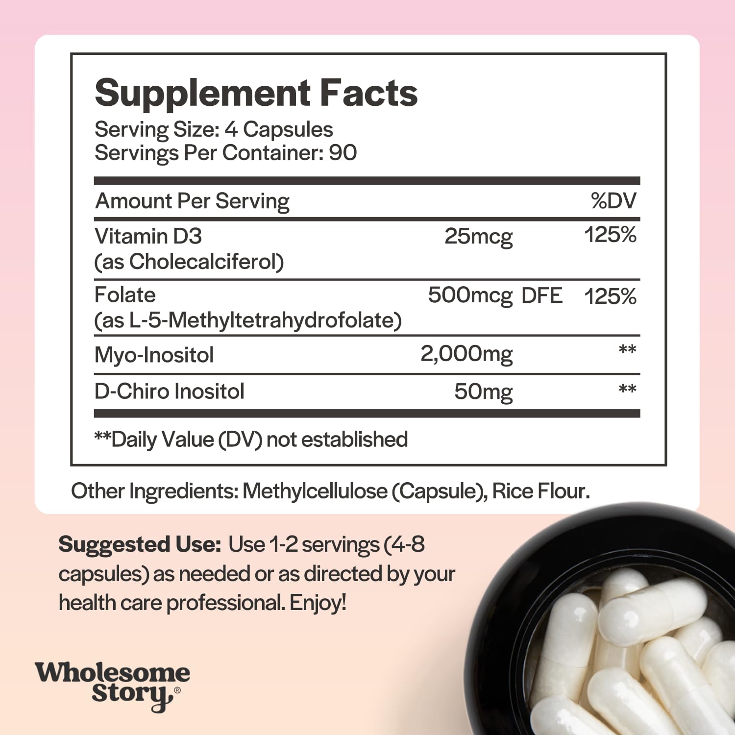 Ovarian health support with inositol capsules