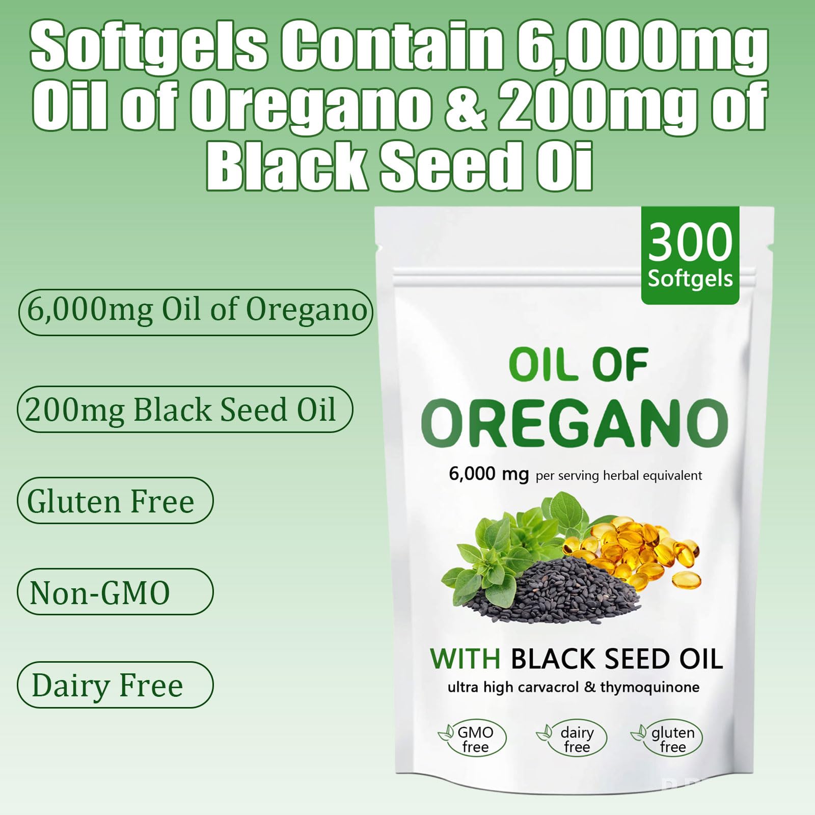 Gluten-free and soy-free oregano oil capsules