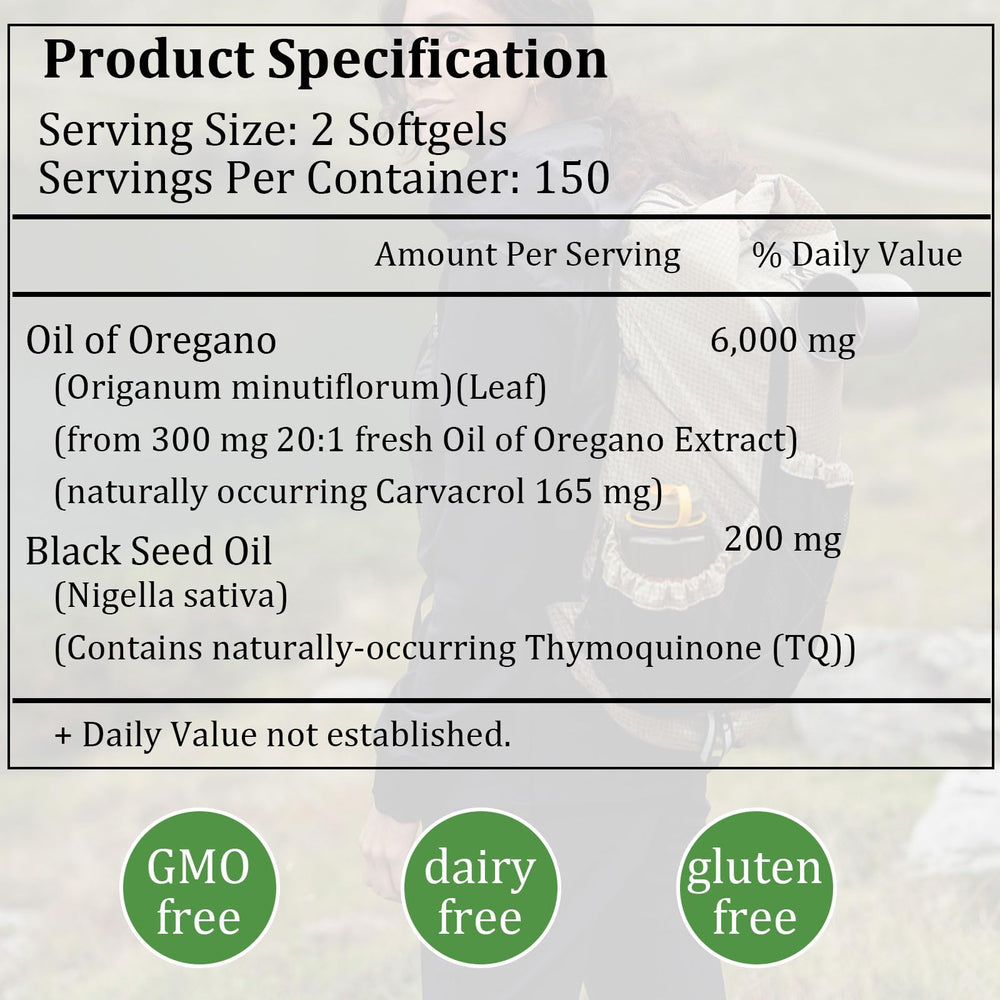 Oregano oil softgels for immune support