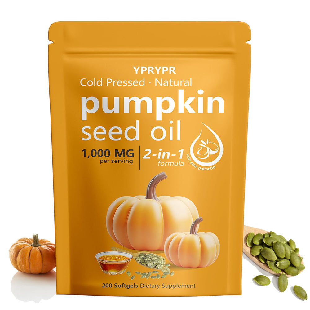 Front view of Ovela Pumpkin Seed Oil with Saw Palmetto capsules bottle