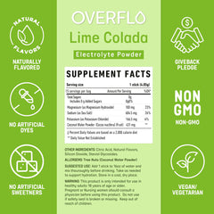 Overflo electrolyte packet closeup highlighting convenient sugar-free hydration