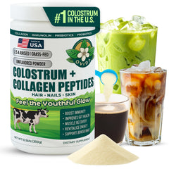 Front view of OVIDA Premium Bovine Colostrum & Collagen Peptides 300g tub