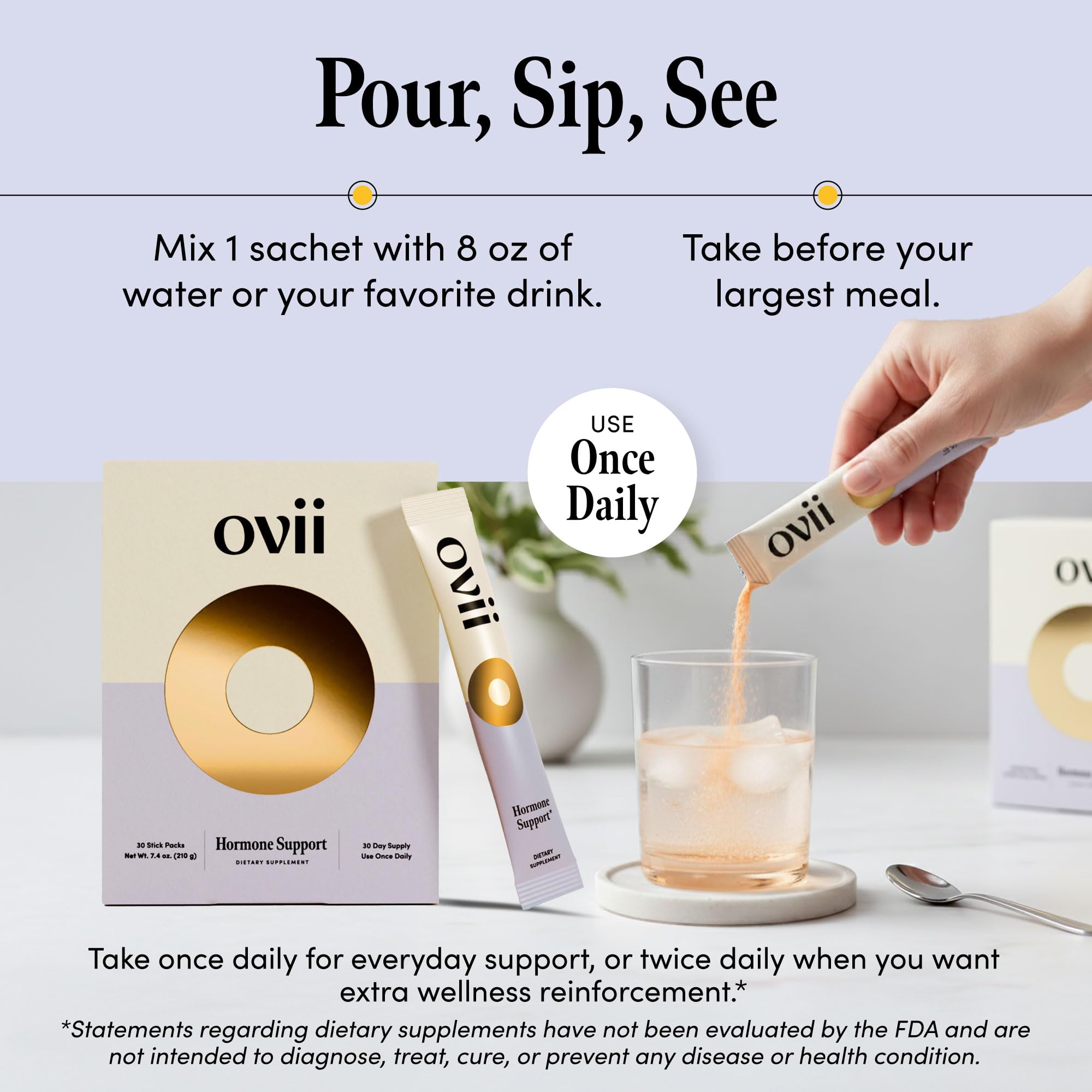 Flatlay of Ovii box and ingredient cards highlighting professional formula