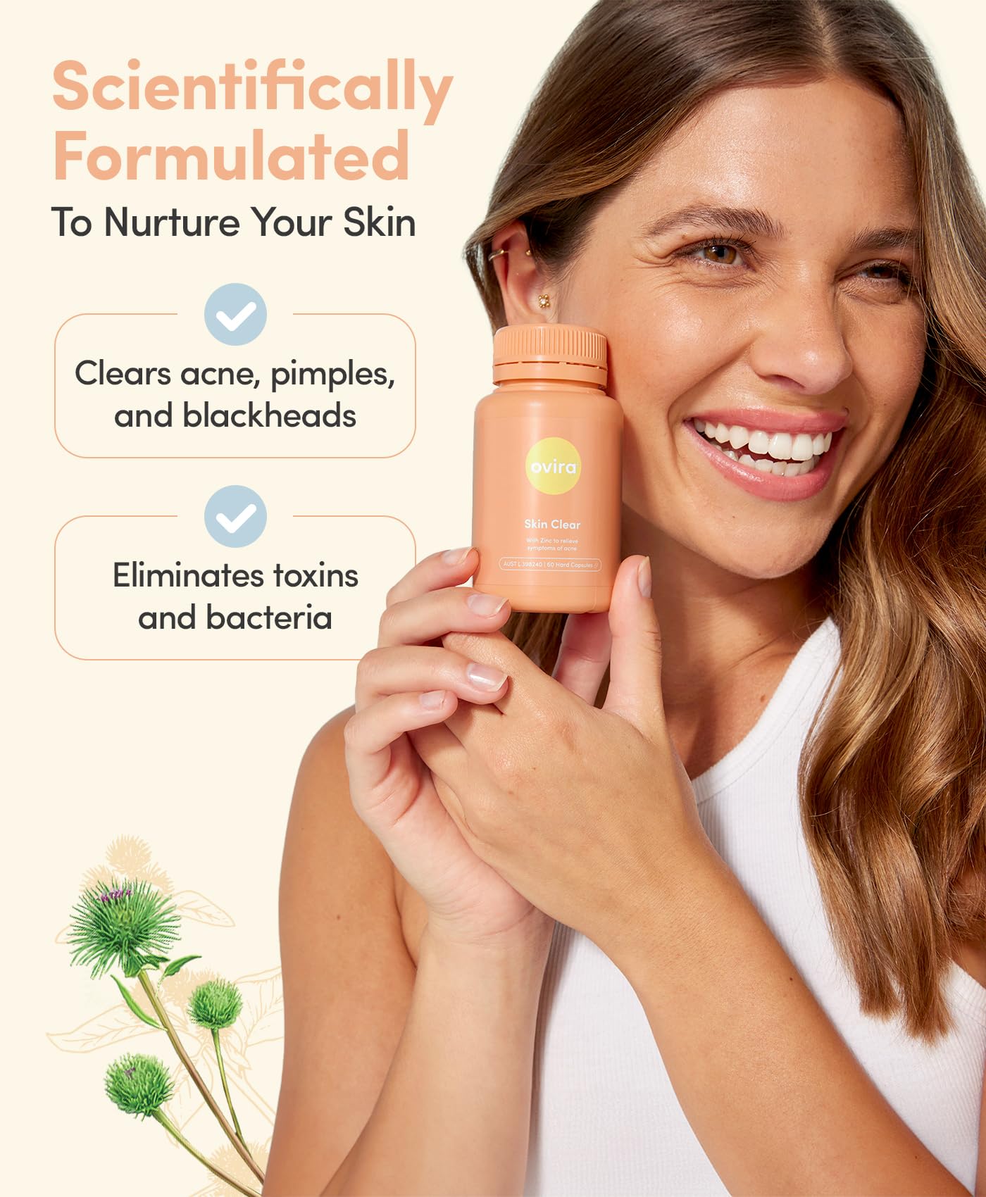 Illustration showing clear skin and reduced redness