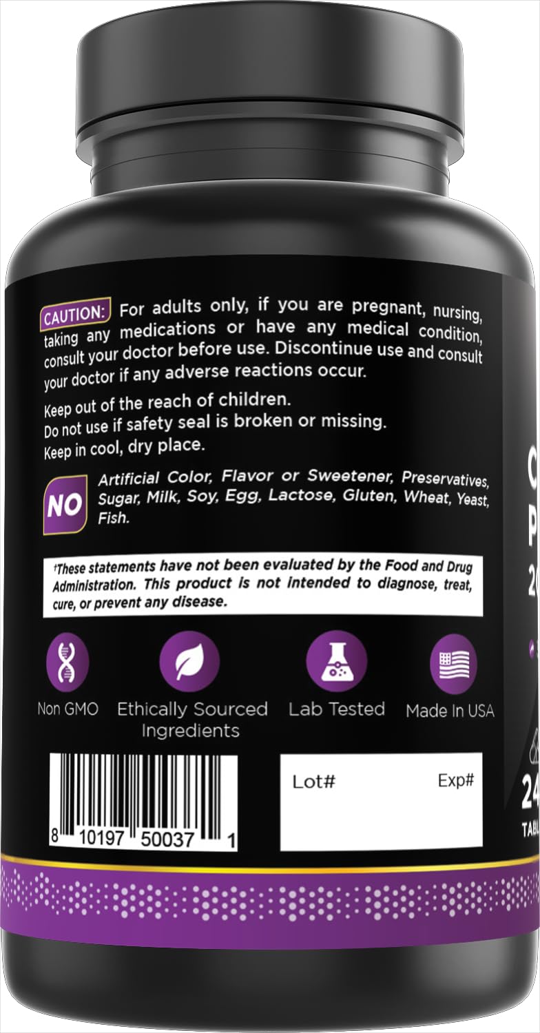 Nutrition facts panel of Oxify Chromium Picolinate