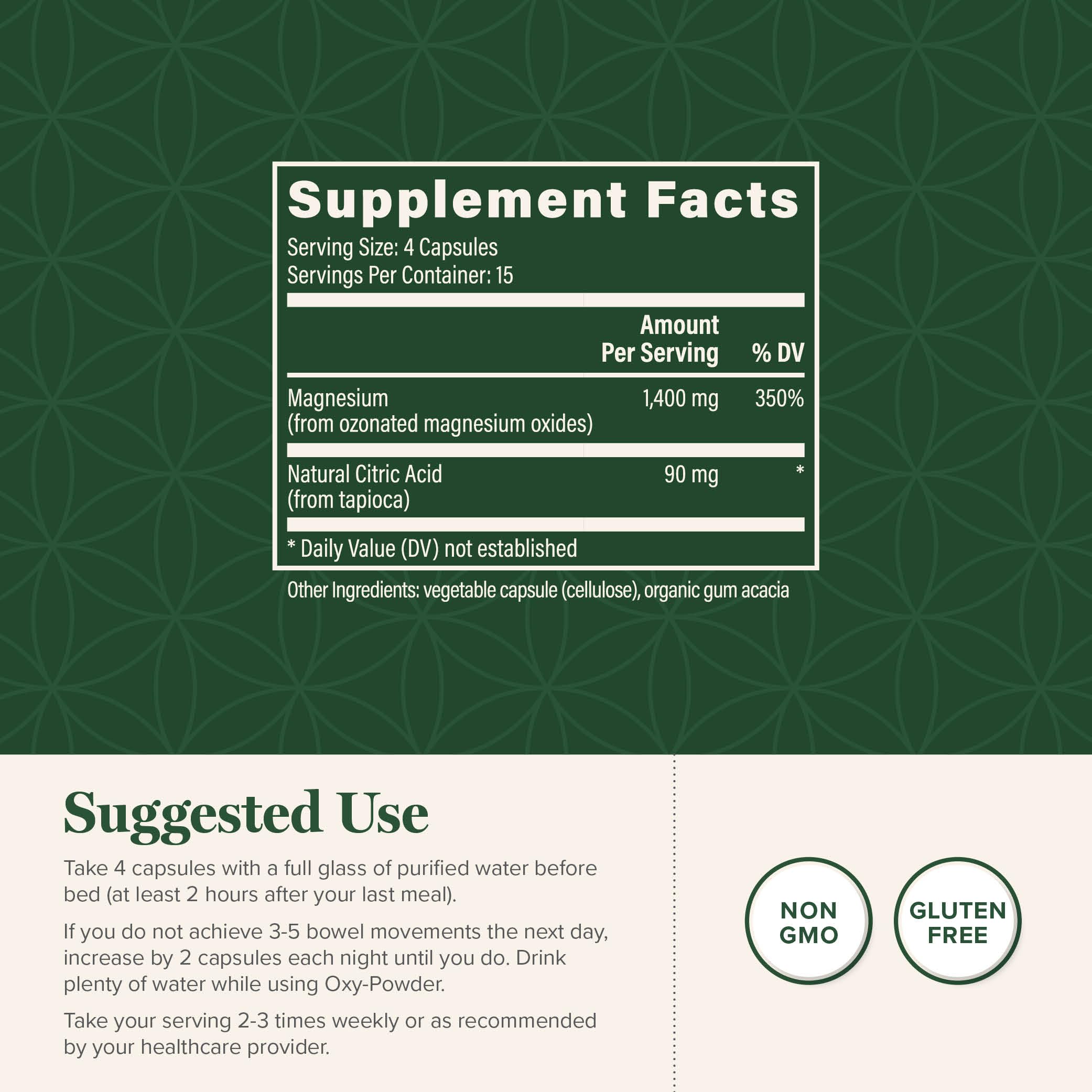 Oxy-Powder capsules for colon detox