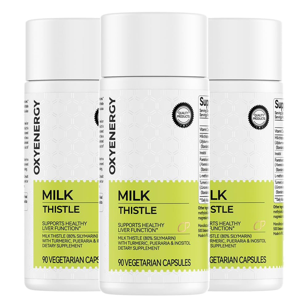 OxyEnergy Milk Thistle hero image with bottle label