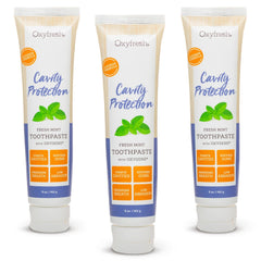 Front view of Oxyfresh Cavity Protection toothpaste with Fresh Mint flavor, 5 oz, pack of 3