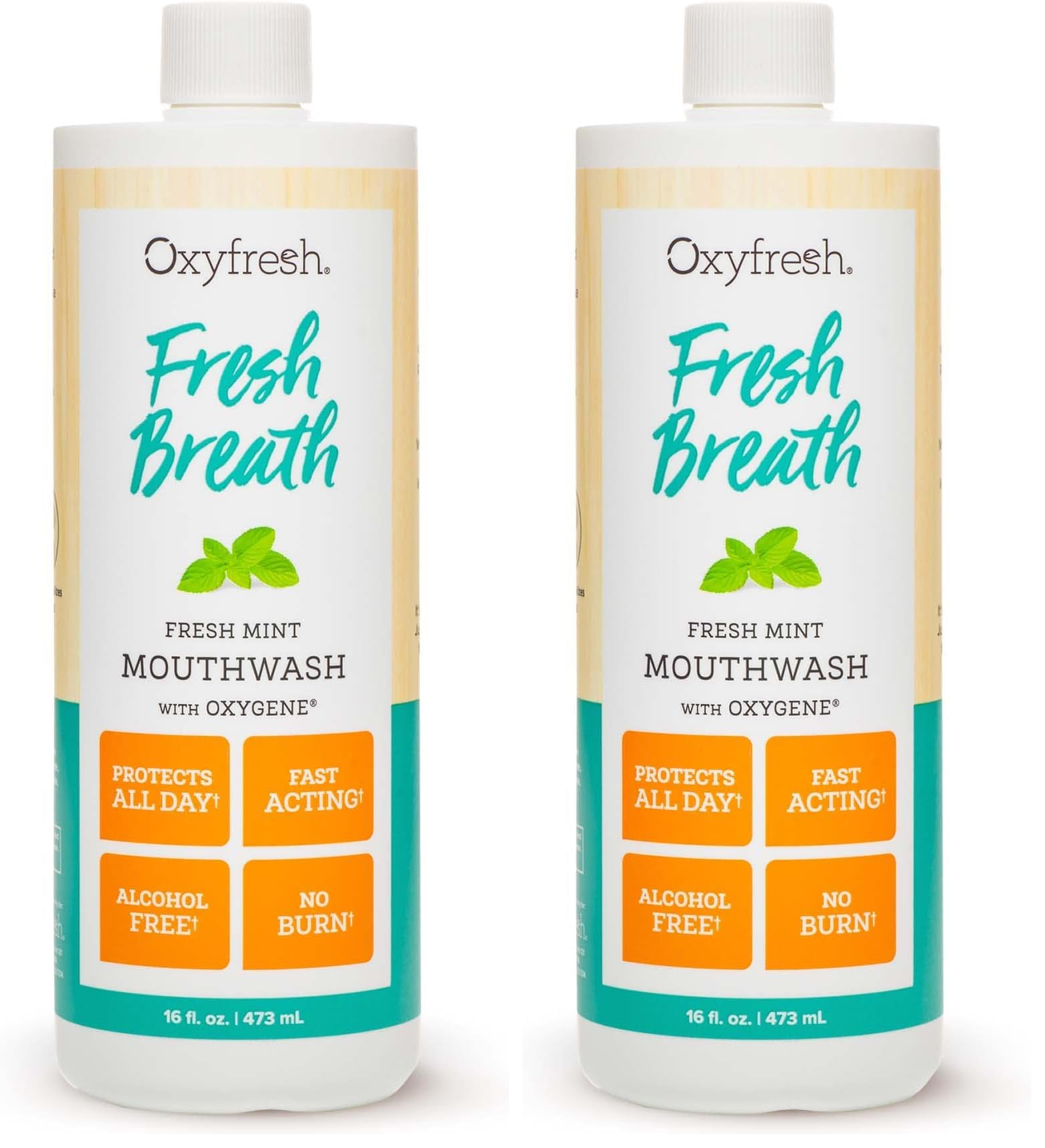 Oxyfresh Fresh Breath Fresh Mint Mouthwash bottle with mint flavor