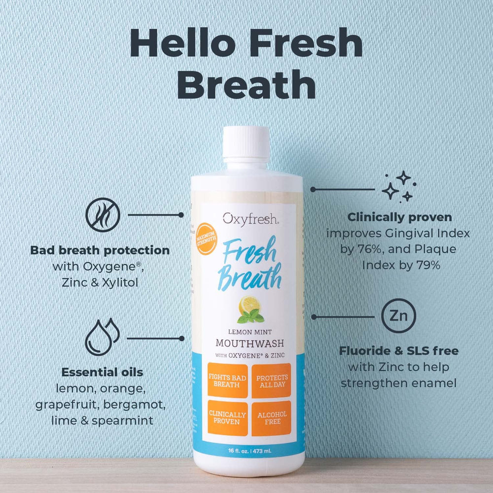 Back packaging view of the Oxyfresh Lemon Mint Mouthwash 3-pack