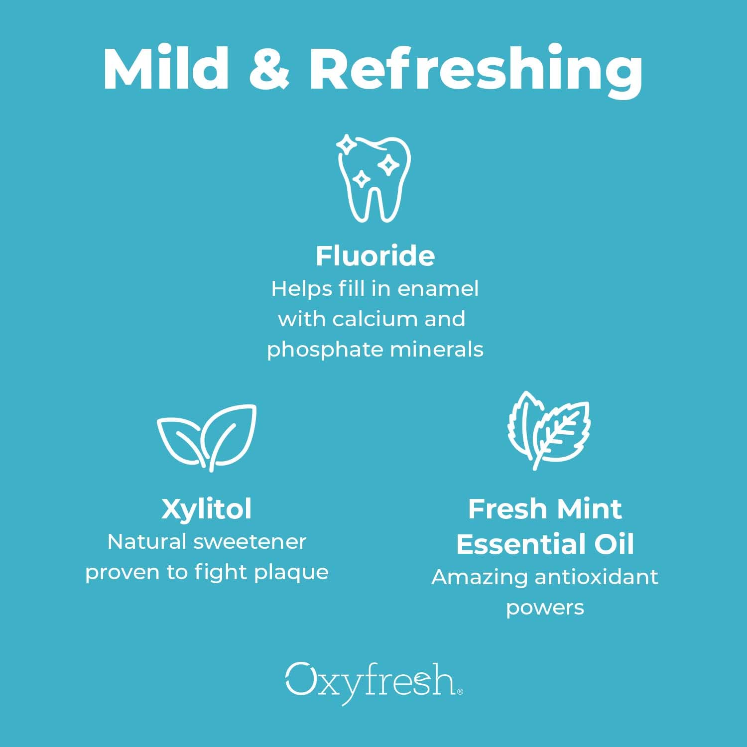 Close-up of Oxyfresh 16 oz mouthwash label
