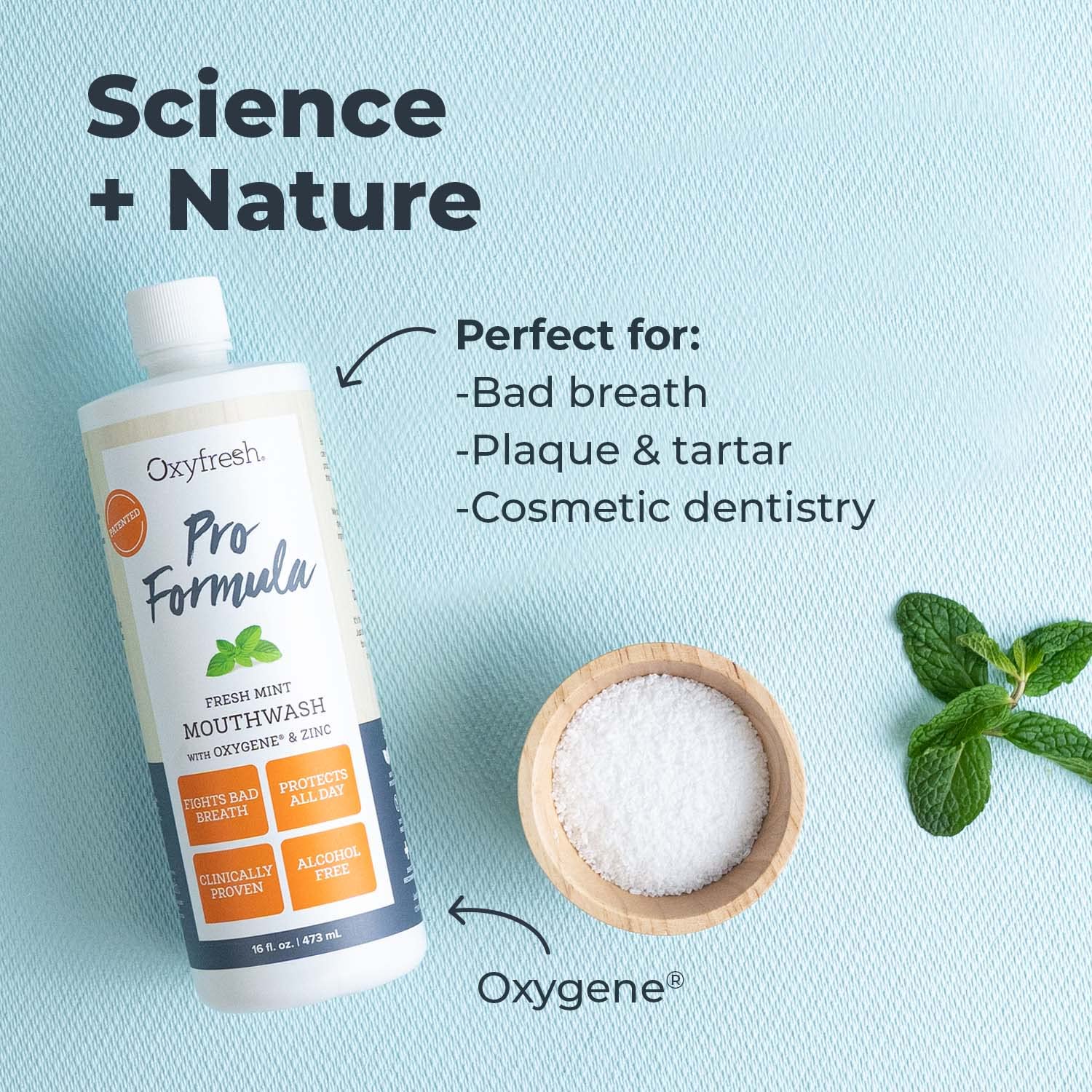 Packaging box for Oxyfresh Pro Formula Fresh Mint Mouthwash