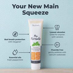 Close-up of toothpaste tube showing mint flavor label