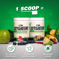 Kelp, chlorella, celery and broccoli ingredients in OxyGreens