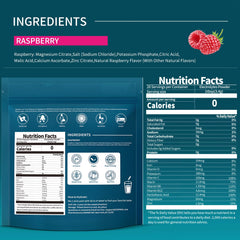 Close-up of Raspberry flavor electrolyte packets