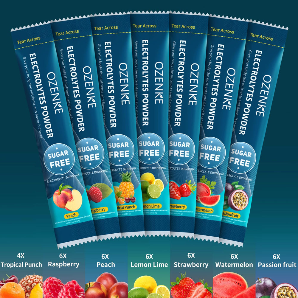 OZENKE Raspberry Electrolyte Packets – Sugar Free, 0 Cal, 40 Sticks
