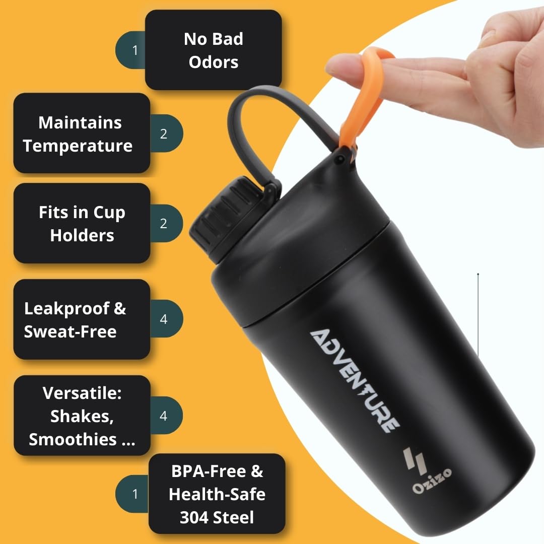 Ozizo protein mixing cup lid and spout with leak-proof seal for on-the-go use