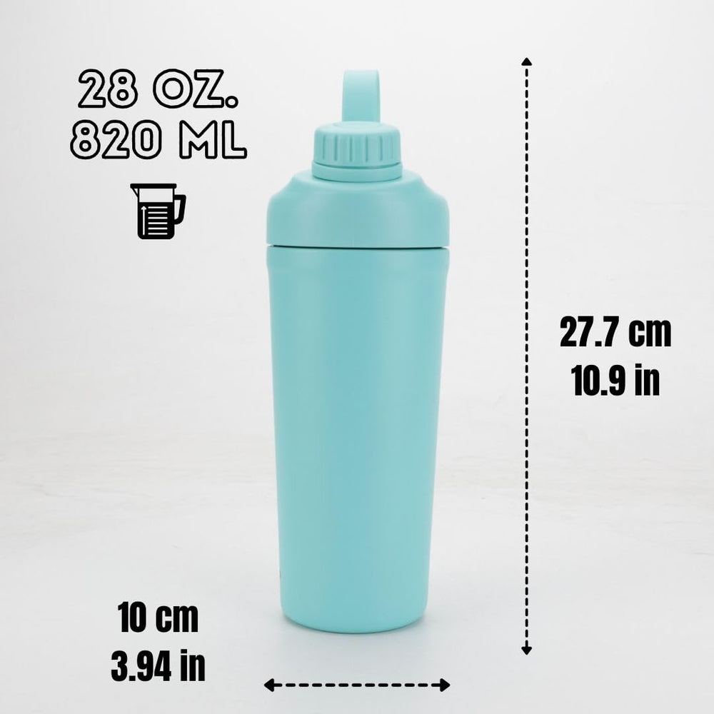 Side view of Ozizo stainless steel shaker bottle