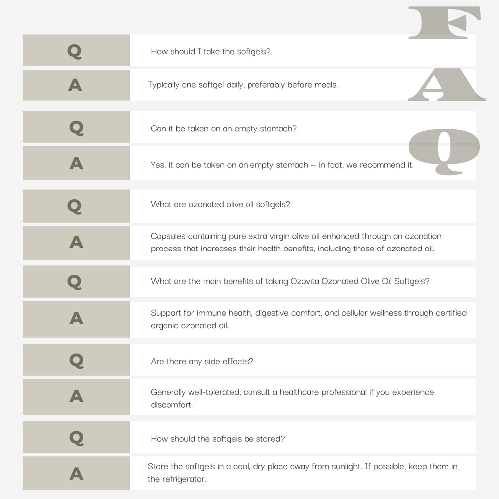 Note: natural ozone flavor associated with ozonated olive oil