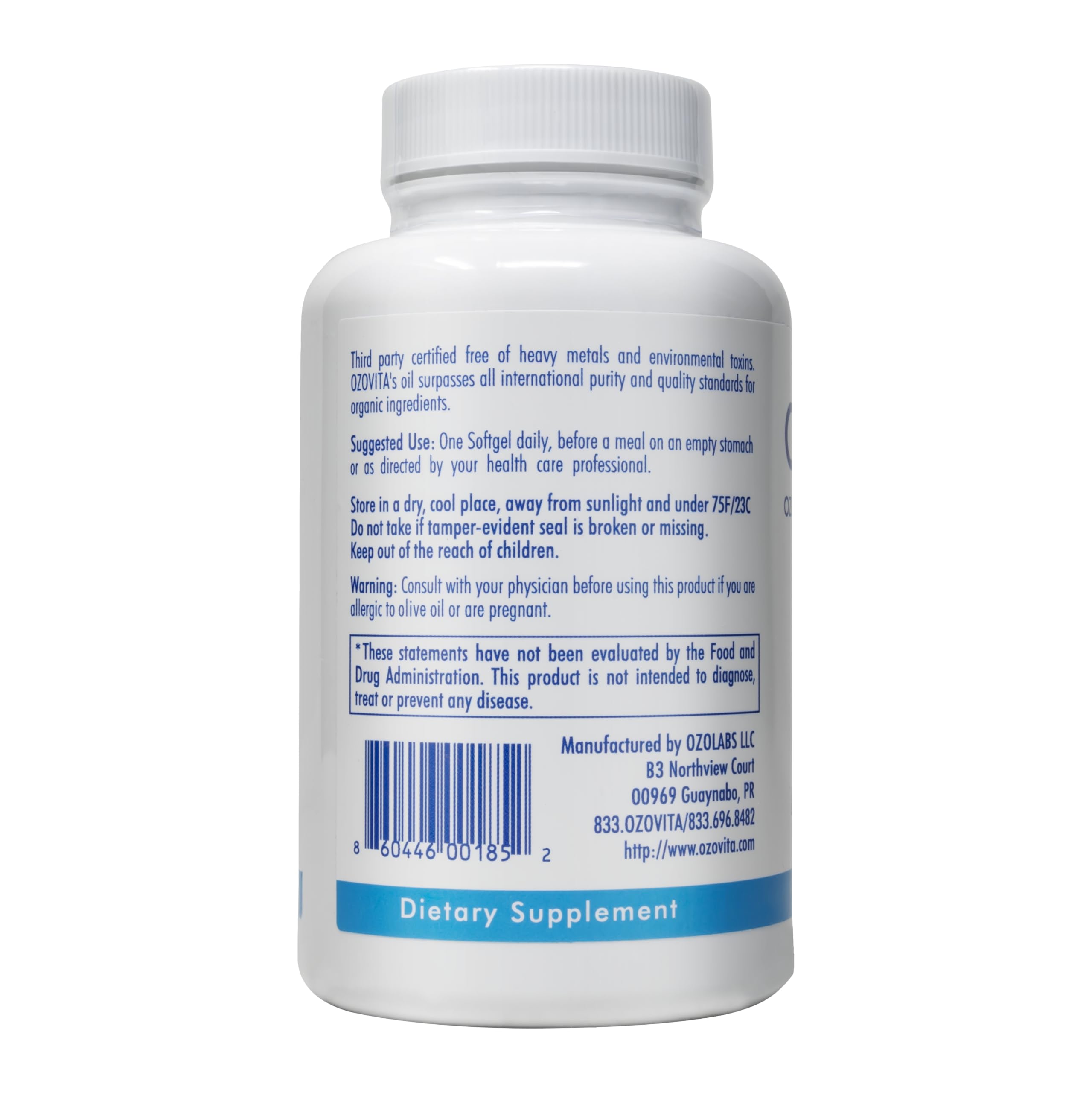 Organic EVOO softgels on white background