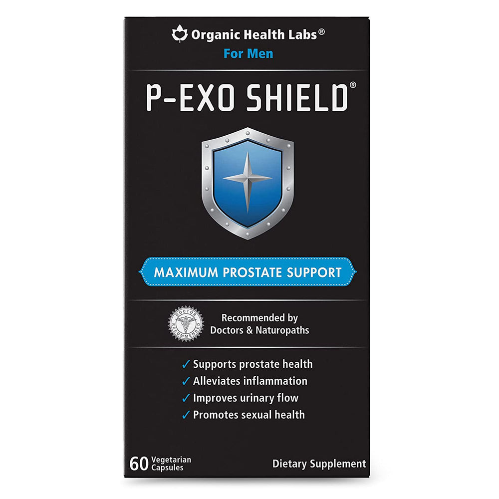 P-ExoShield Prostate Support bottle with 60 veggie capsules