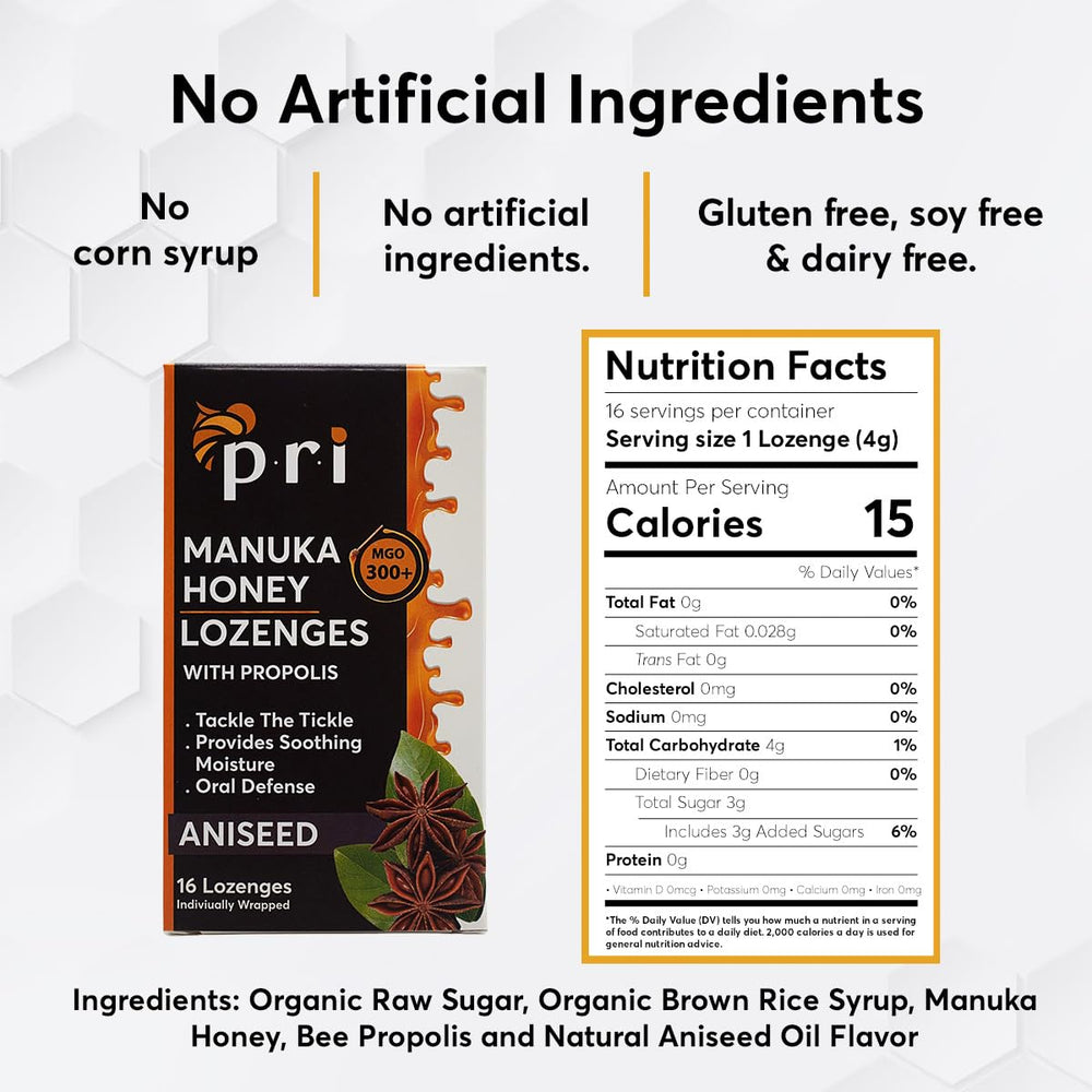 List of natural ingredients for P.R.I lozenges