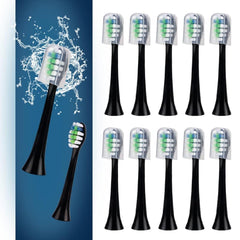 12-pack replacement toothbrush heads for Fairywill P11 T9, black, front view