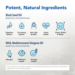 P73 Oreganol and Black Seed Oil ingredients
