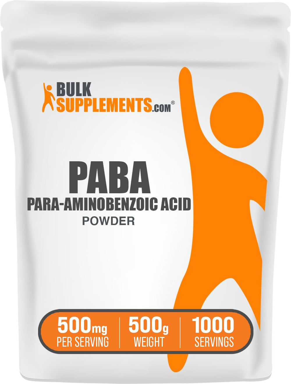 PABA powder in container showing 500mg serving