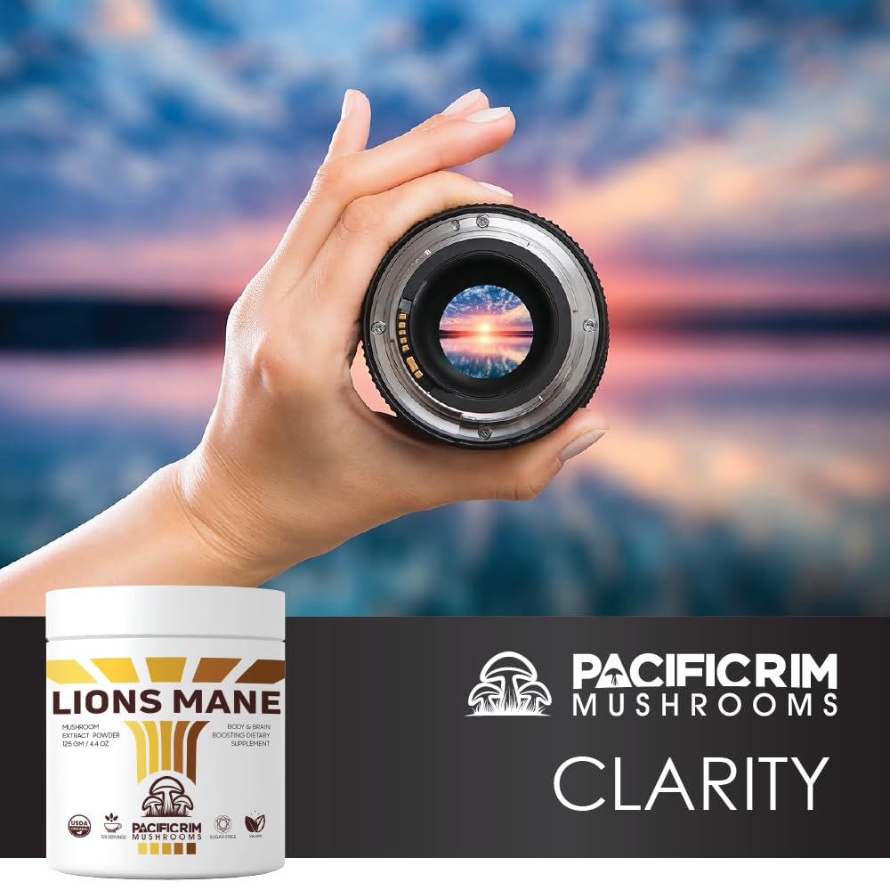 Packaging and bottle details of Pacific Rim Lions Mane powder