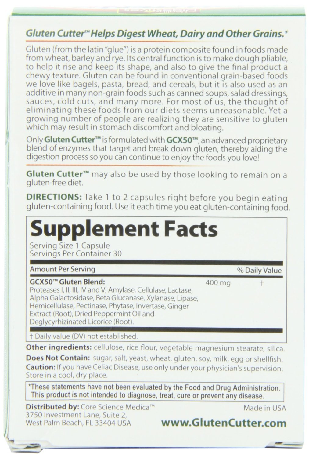 Close-up of Gluten Cutter capsules and gcx50 enzyme blend