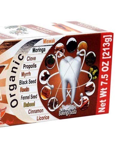 Front view of Miswak Moringa 10-in-1 toothpaste tubes in a pack