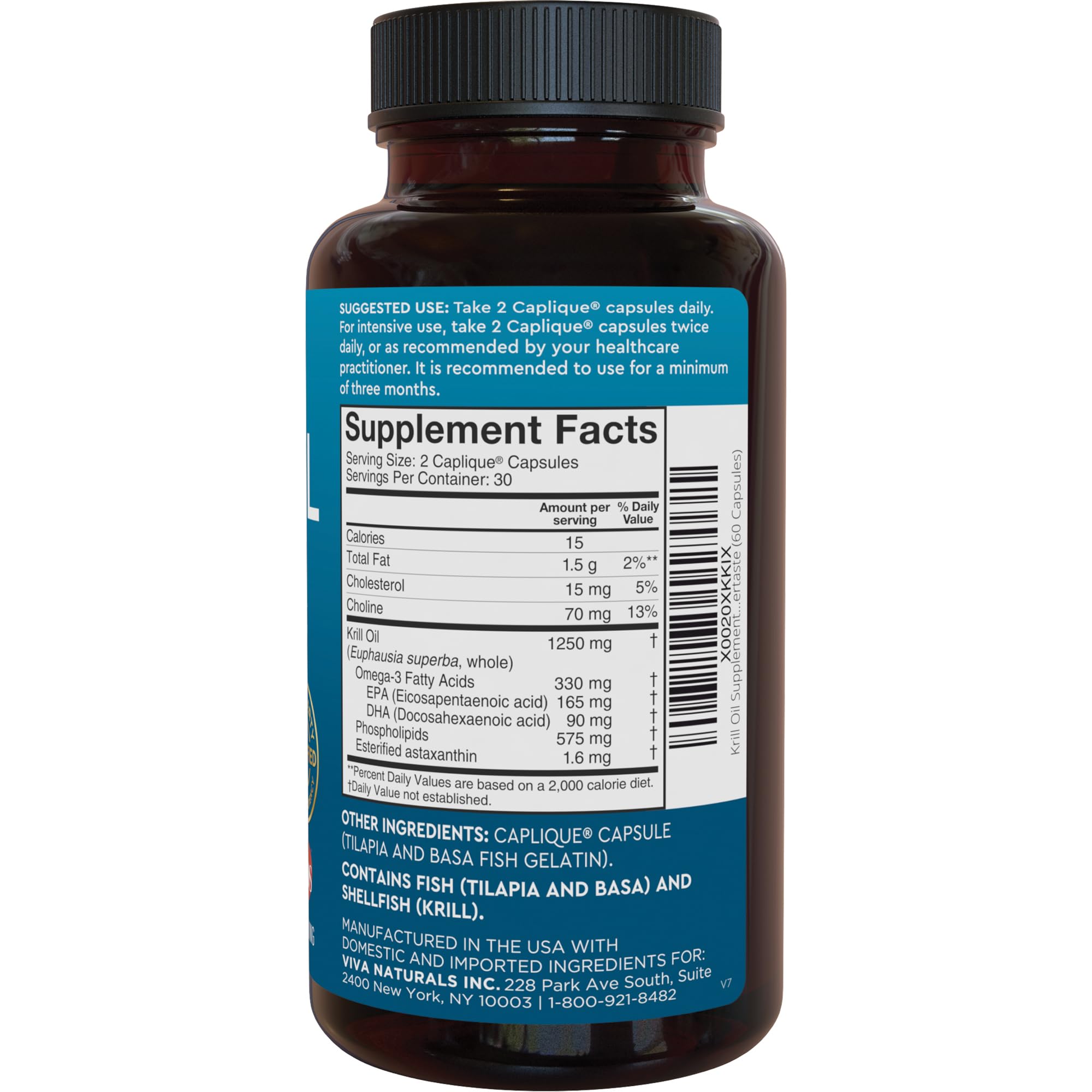 Pack of six Viva Naturals Krill Oil bottles