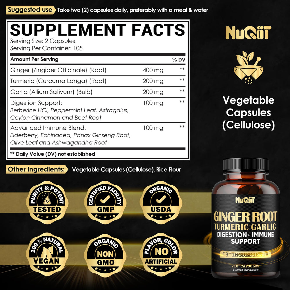 Product packaging showing 210 capsule bottle