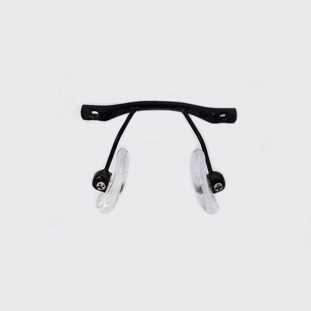 Packaging contents showing nose pad arms, nose pads, screws, and screwdriver