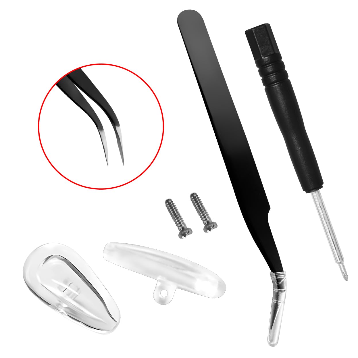 Package contents: 6 nose pad pairs and screws with screwdriver