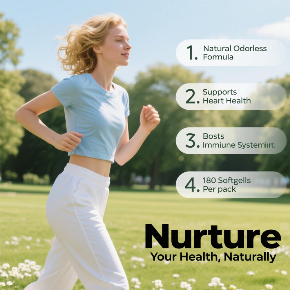 Packaging showing 180 odorless softgels