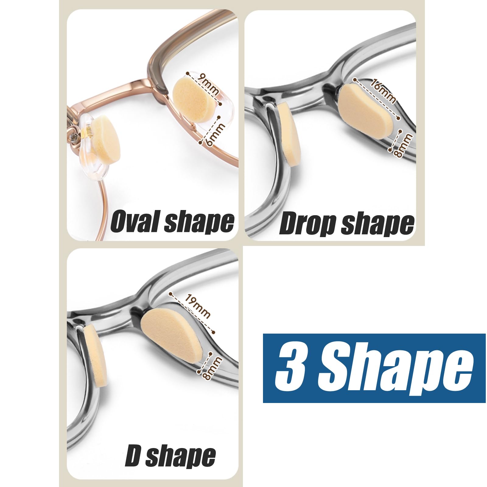 Packaging showing 20 pairs of foam nose pads