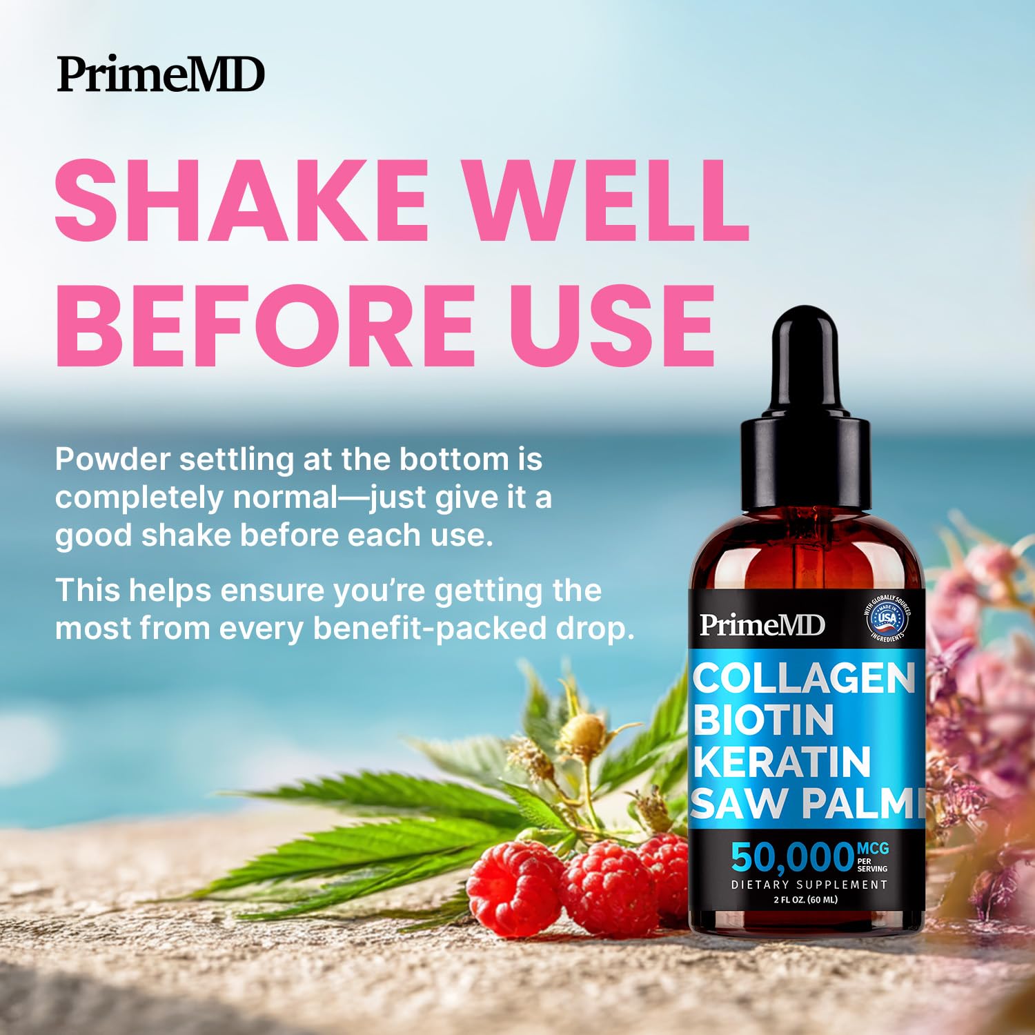 Packaging of 2 fl oz serum bottle