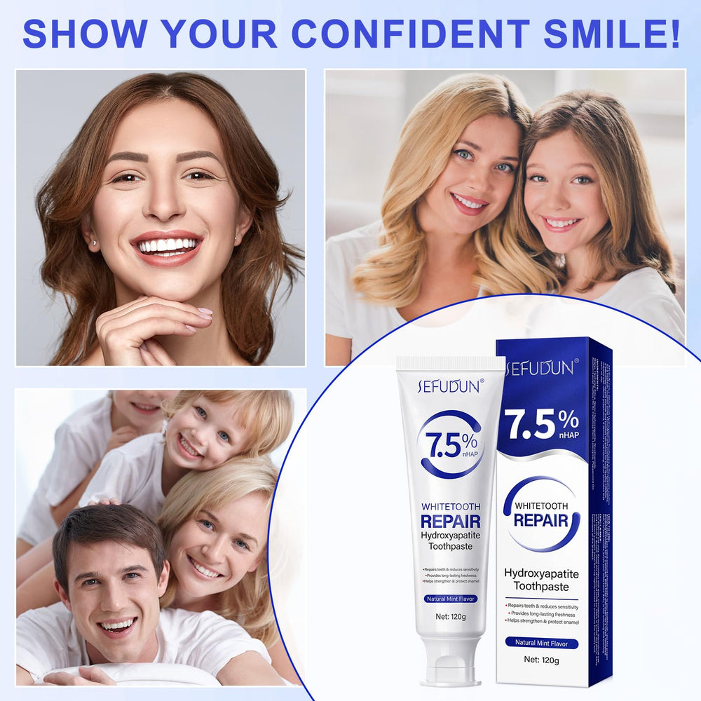 Packaging shows 2 tubes of hydroxyapatite toothpaste