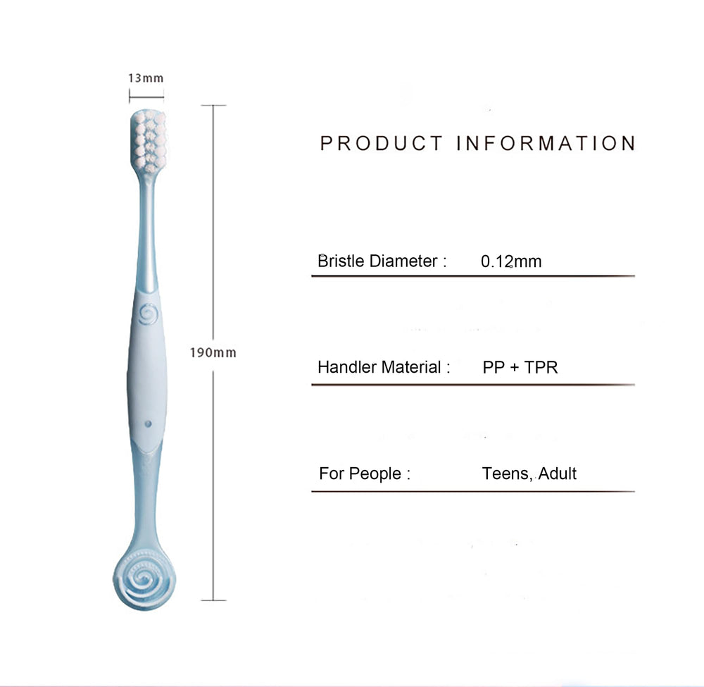 Packaging showing 3 blue braces toothbrushes