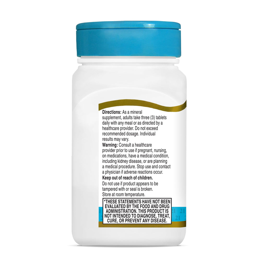 Packaging and bottle of 21st Century Cal Mag Zinc + D Tablets