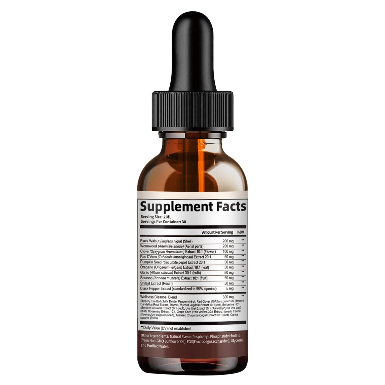 Product packaging with usage instructions for the drops