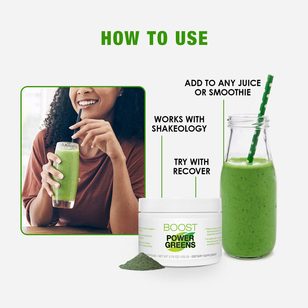 BODi Power Greens Boost packaging and bottle