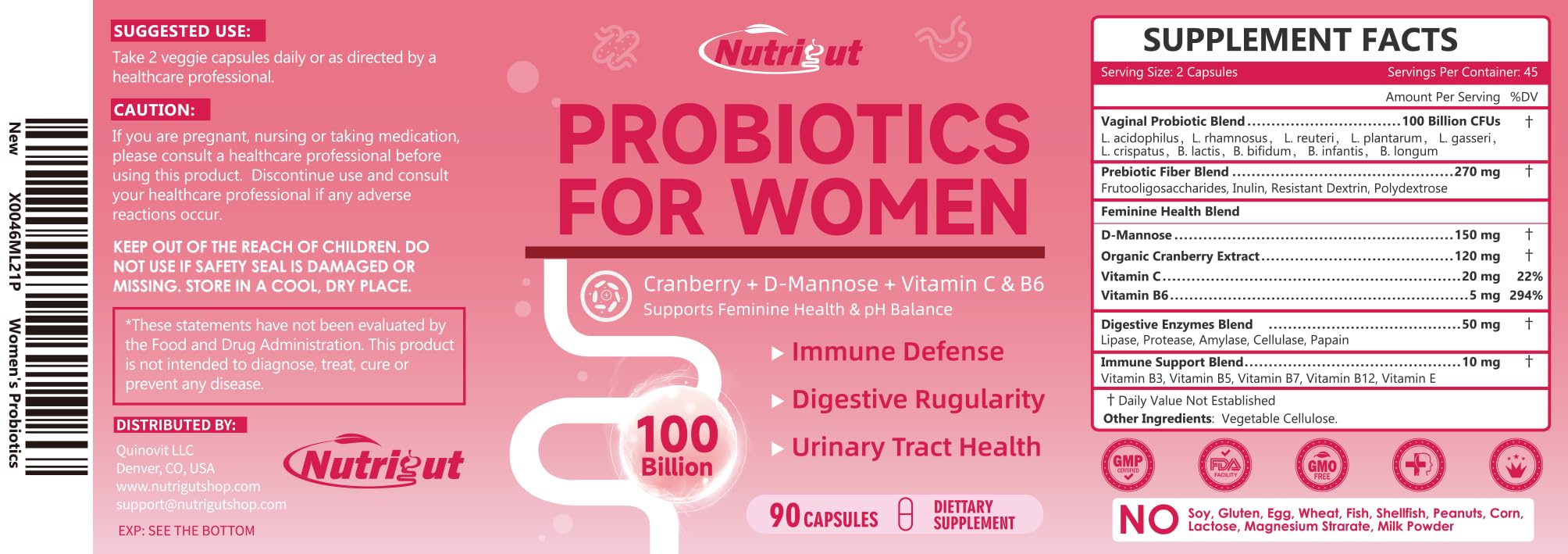 Packaging box and bottle of Nutrigut probiotic