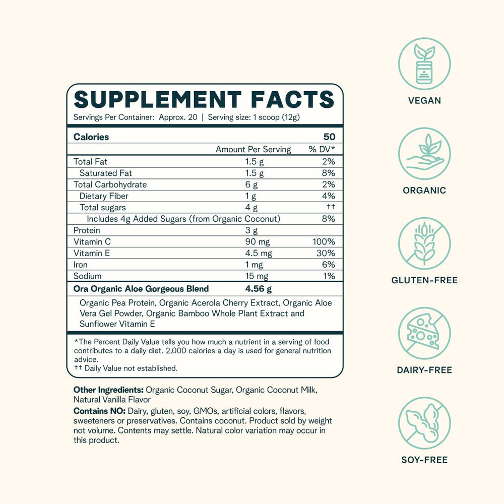 Packaging front of Ora Organic collagen powder