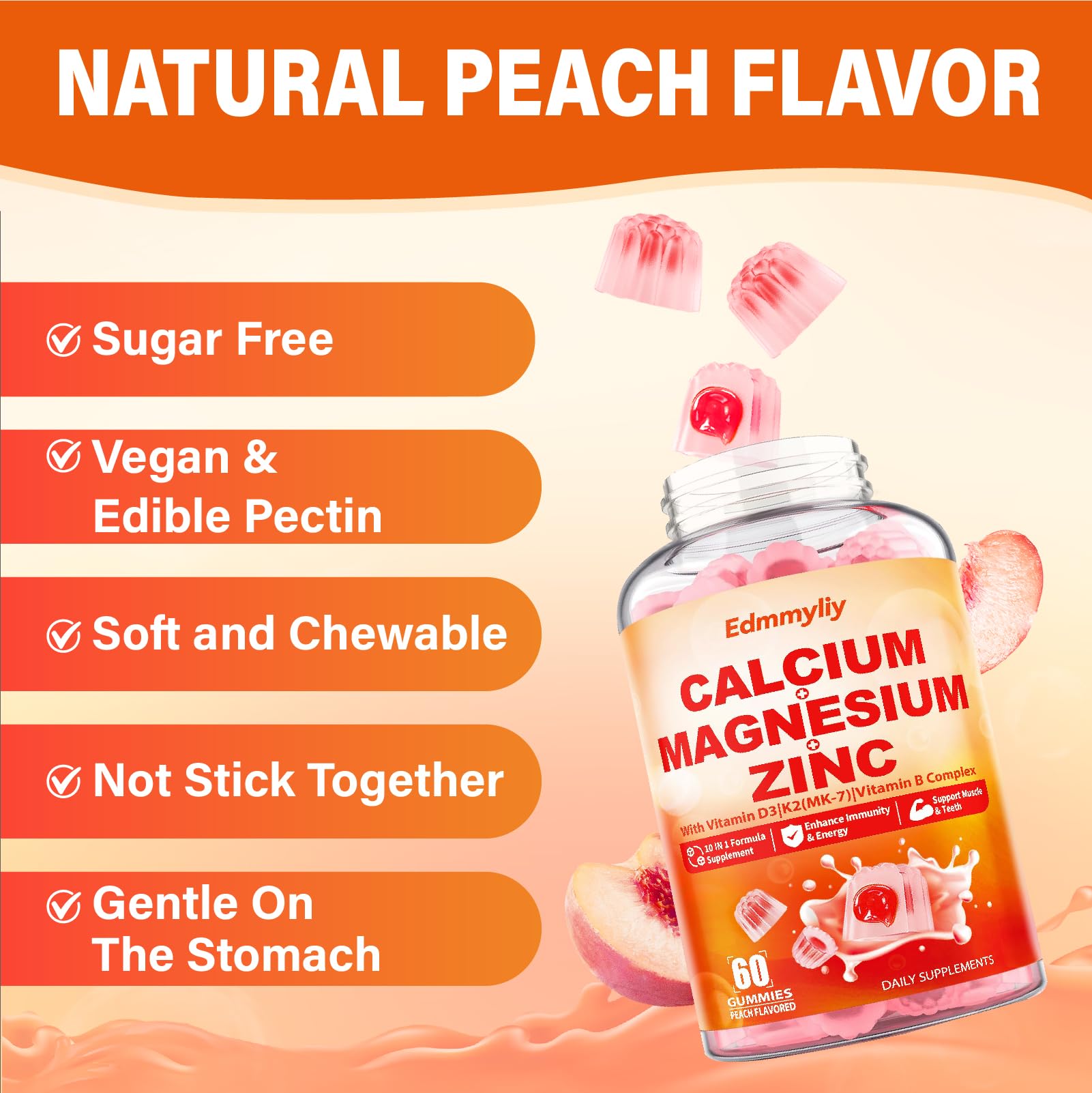 Front packaging view of vegan gummies bottle