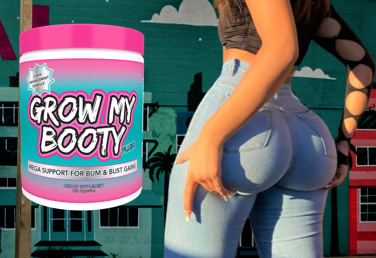 Grow My Booty Plus packaging and bottle